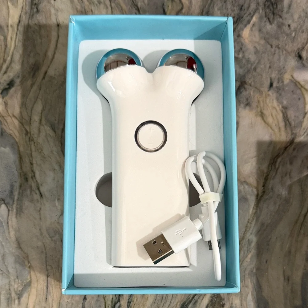 White Facial Roller Massager with USB Charging
